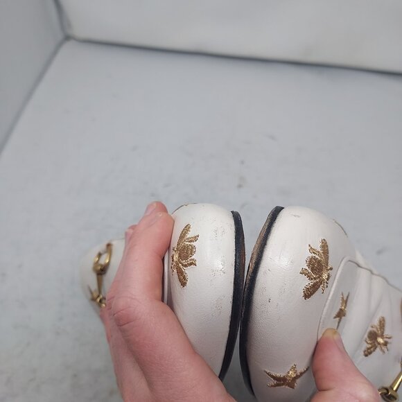GUCCI Princetown Embroidered Bees Stars White Toe Horsebit Mule - Picture 9 of 13